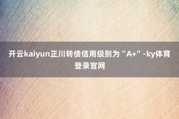 开云kaiyun正川转债信用级别为“A+”-ky体育登录官网